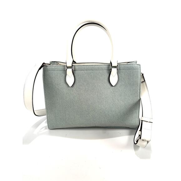 EUC Guess Tote Satchel Purse Light Blue Denim Crossbody Bag Logo Handbag - Picture 4 of 12